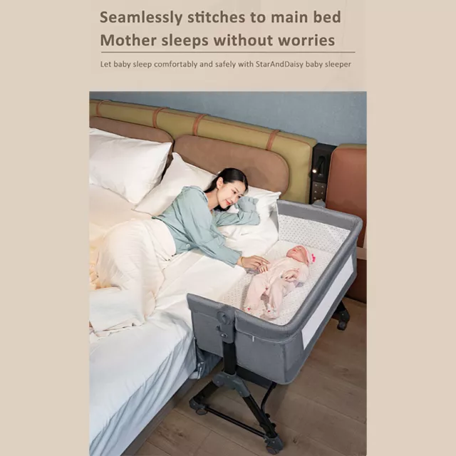 Dark grey Baby Bassinet Cot Crib Bedside Co Sleeper Infant Newborn Bed Cradle 3