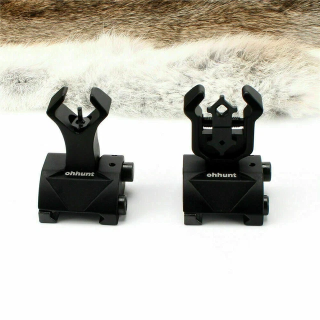 thumbnail image 2 of Tactical Metal Folding Front & Rear BUIS Sight Set - Black, Rail Mount For Rifles 2 of 6