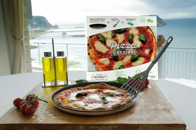 KIT TEGLIA PER Pizza + Paletta + Spugnetta Rivestimento