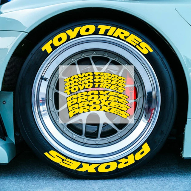 Permanent Tire Lettering Sticker TOYO TIRES PROXES 1.38'' 15''-24'' Yellow 4 Kit