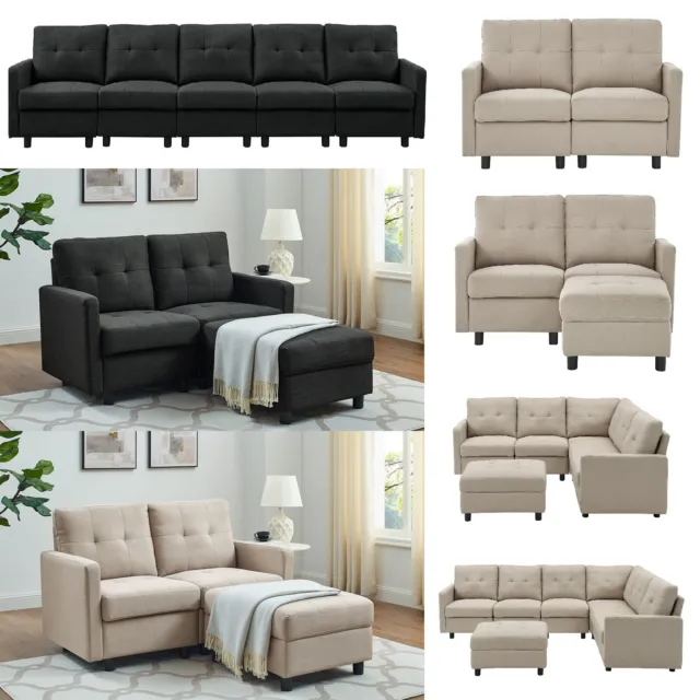 1-7 Seat Modular Sectional Sofa Couch Modern Fabric Upholstered Sofa Living Room