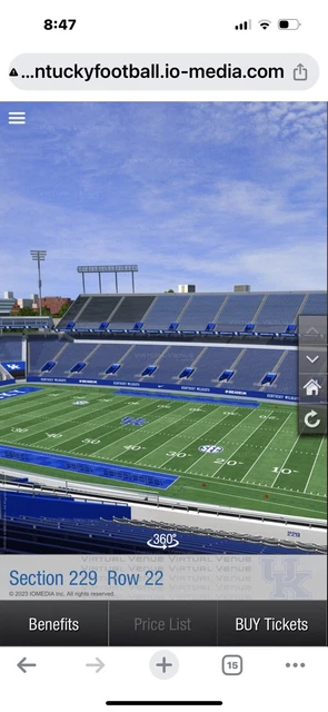 3 KENTUCKY WILDCATS VS  TENNESSEE VOLS TICKETS SEC 229 ROW 25 Seats 31-33
