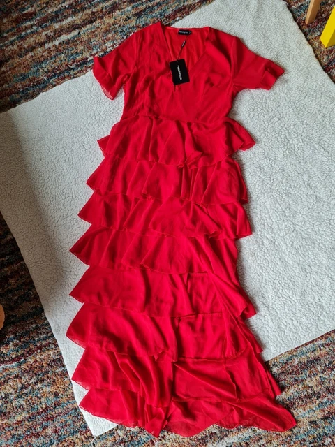 Plt red frill dress top