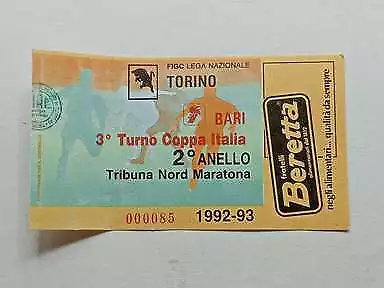 Biglietto Calcio stadio TORINO - BARI 3 Turno Coppa Italia Nord Maratona 1992-93