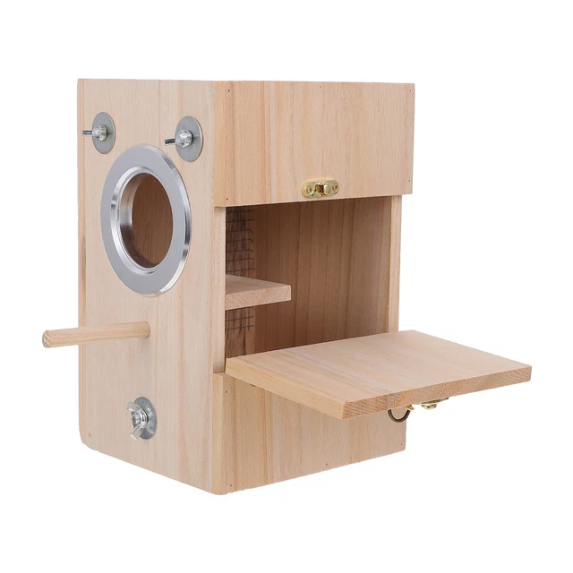 Nido Per Uccelli In Legno Massello - Casetta Riproduzione Pappagalli E Cocorite | Design Sicuro Con Apertura Laterale - Foto 3