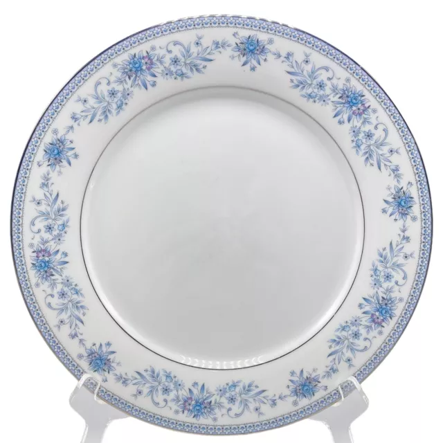 Noritake Blue Hill Fine China Dinner Plate 10 1/2" Set 4 Floral Platinum Trim