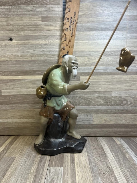 Sculpture Vintage Chinoise - Pêcheurs En Résine - Beige - Déco Adulte