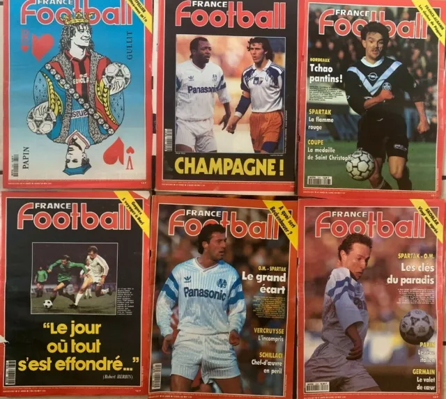 4)Lot de 6 France Football 1991 (voir description)