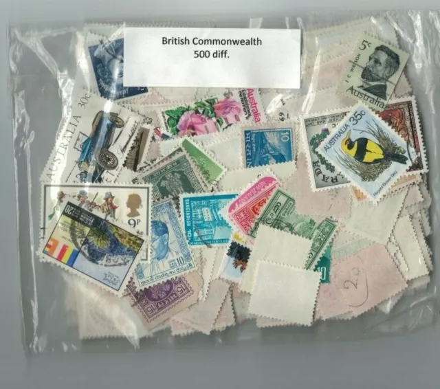 500 Mixed British Commonwealth Used Stamps -  All Different