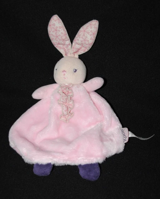 Peluche doudou marionnette lapin KALOO 2013 rose violet fleurs NEUF