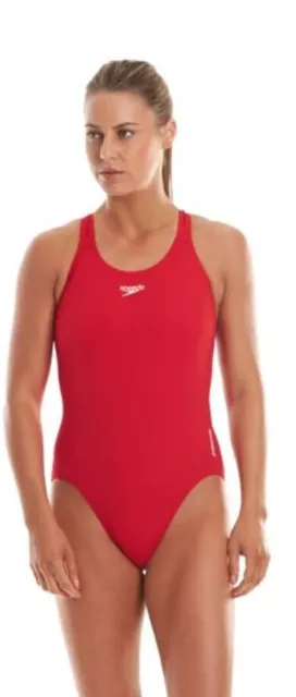 Speedo Womens' Eco Endurance+ Medalist Swimsuit Red Size UK 14 (36) BNWT