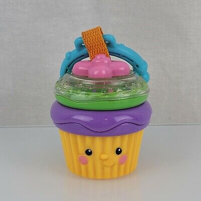 Excellent Fisher Price infant baby cupcake rattle toy Plastic Ring Link Clip On