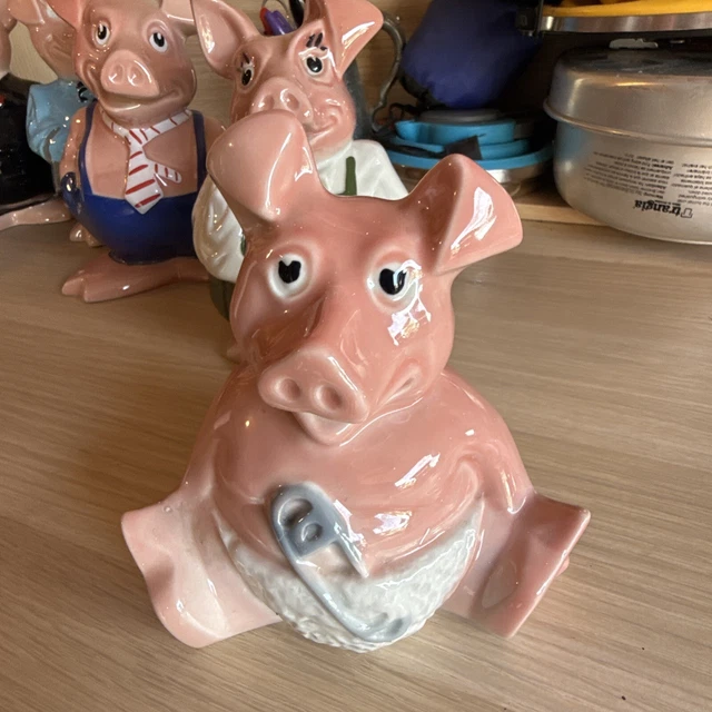 FULL SET 5 WADE NATWEST PIGS PIGGY BANKS & ORIGINAL STOPPERS 1980's ...