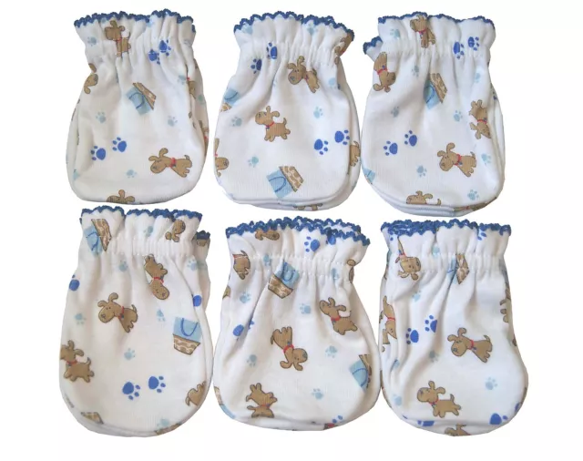 6 Pairs Newborn Baby/infant Anti-scratch Cotton Mittens Gloves---Little Dog