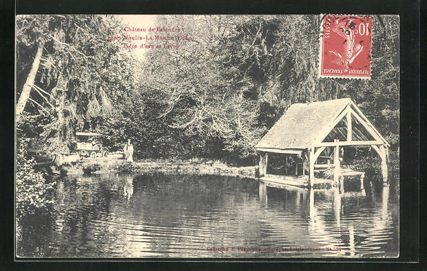 CPA Moulin-la-Marché, Piece d´eau er Lavoir 1911