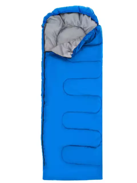 Sacco a pelo 15-20 gradi in poliestere blu 200 x 70 cm adulti e bambini