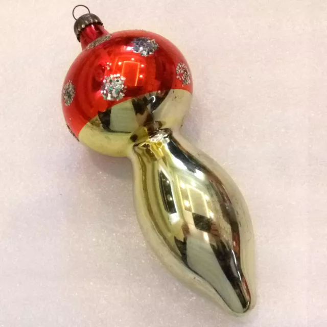 Big Vintage Russian Ussr Glass Christmas Xmas Ornament Tree Decoration Mushroom