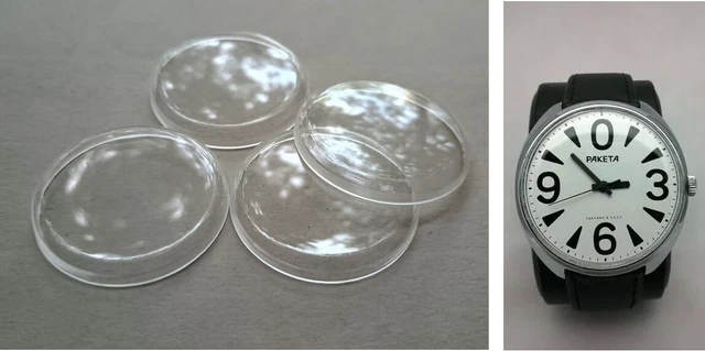 Lot De 5 Verres De Montre En Plastique Acrylique - Diamètre 30,5 Mm - Pour Montres Soviétiques - Neuf Sans étiquette