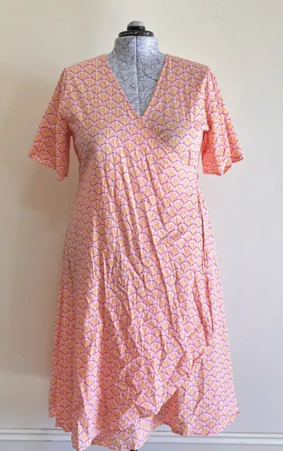 Maive&Bo Wrap Maternity Dress Pink Orange Size 2XL 100% Cotton