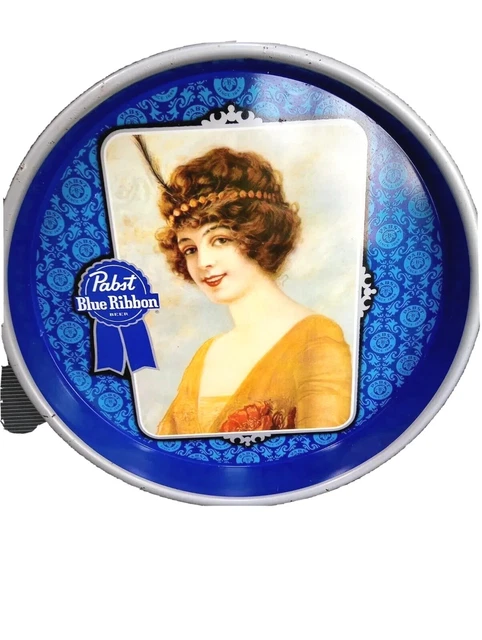 Vintage Pabst Blue Ribbon Metal Beer Tray Flapper Girl