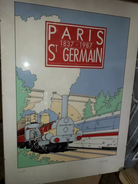 Rare Lithographie PARIS ST GERMAIN 1837 1987 Signée numérotée ORIGINALE 2