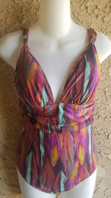 Vix Paula Hermanny  Womens One Piece Swimsuit Size 14 Multicolored Abstract