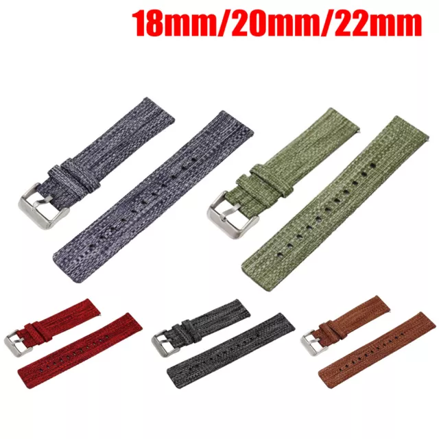 18/22/20mm Quick Release Pin Canvas Strap Watch Replacement Bands Wrist Band AU