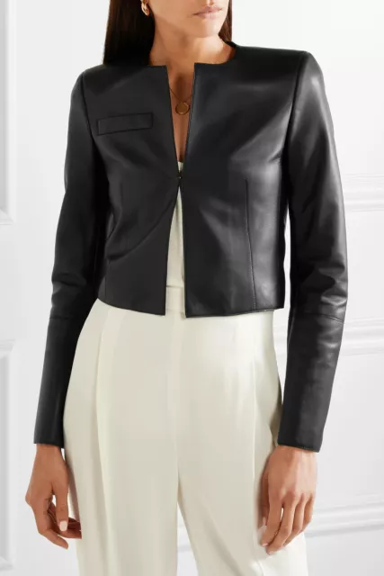 Donna 100% Originale pelle D'Agnello Corto Moto Bolero Coprispalle Biker Giacca