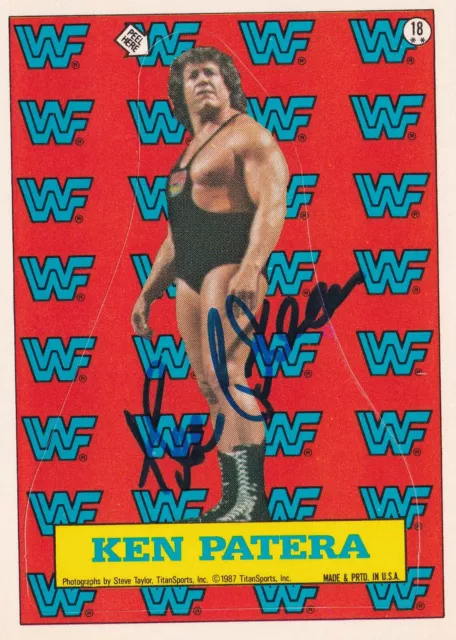 Ken Patera Signed 1987 Topps WWF Stickers Rookie Card #18 WWE RC AWA Autograph