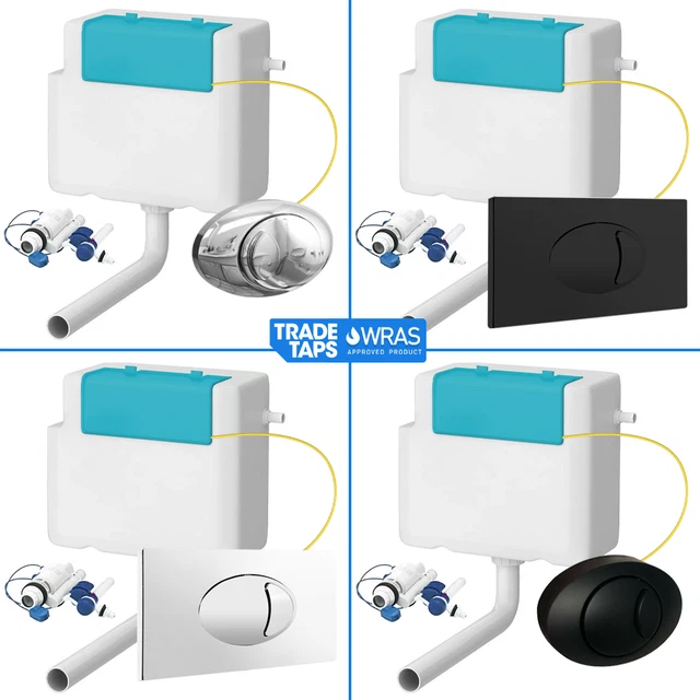 DUAL FLUSH CONCEALED Toilet Cistern WC, Pipe & Cable Push Button Flush ...