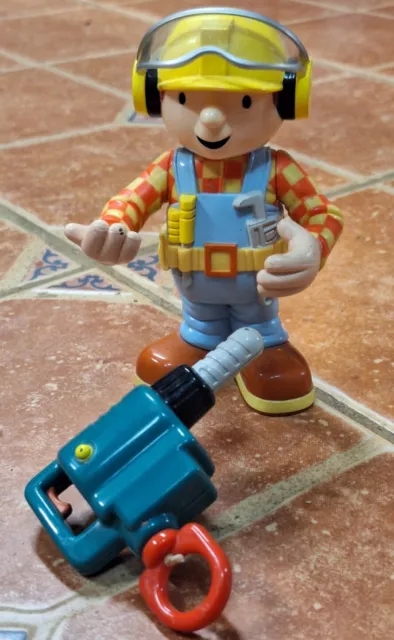 2001 Bob The Builder Action Figure Adventure Bob With Visor & Drill Toy Working!