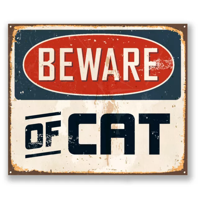 2 x 10cm Beware of Cat Funny Vinyl Sticker iPad Laptop Car Gift Joke Fun #5111