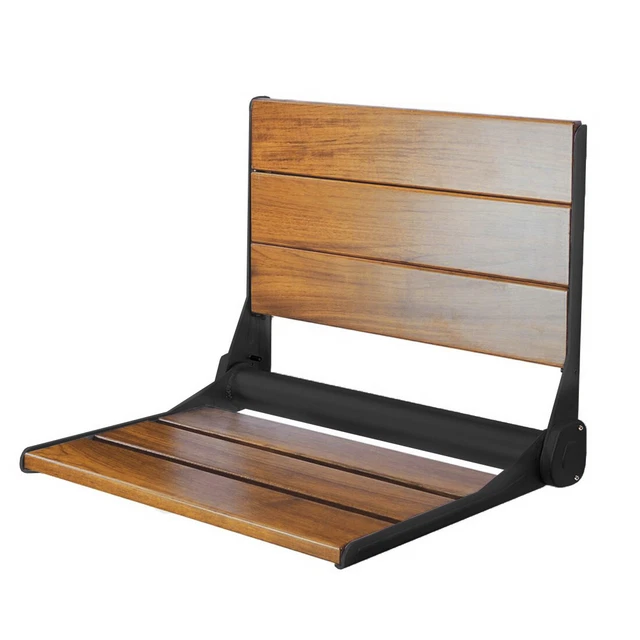 18& ADA COMPLIANT Folding Teak Wood Shower Bench Seat Medical Wall