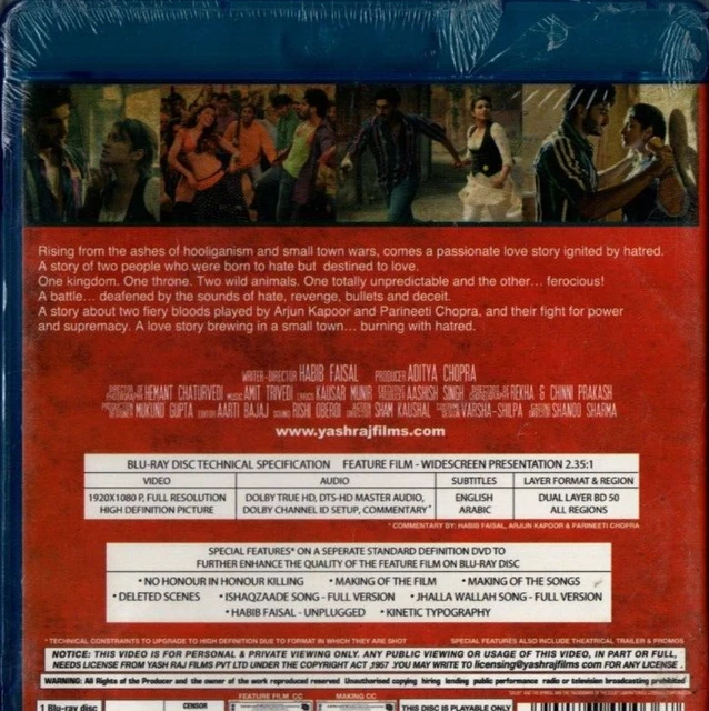 ISHAQZAADE - YRF 2 DISC BOLLYWOOD BLU-RAY & DVD SET - Arjun Kapoor ...