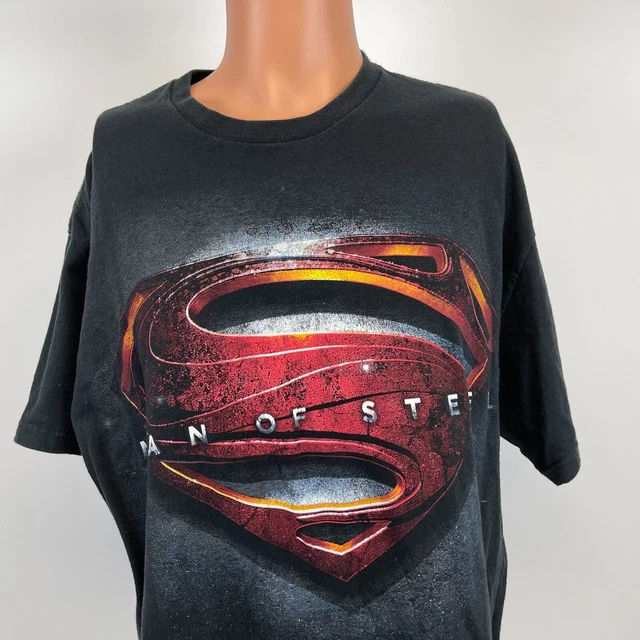 Superman Man Of Steel Movie Promo T Shirt 2013 DC Comics Superhero Black Size XL