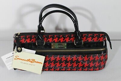 Samantha Brown Red & Black Houndstooth Insulated Wine Purse or Lunch Bag