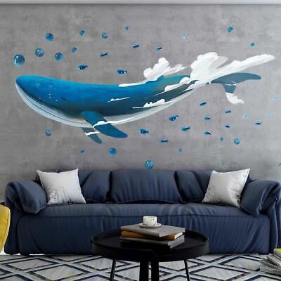 Big Whale Clouds Wall Stickers Kids Nursery Decor Vinyl Decal Art Mural Gift DIY
