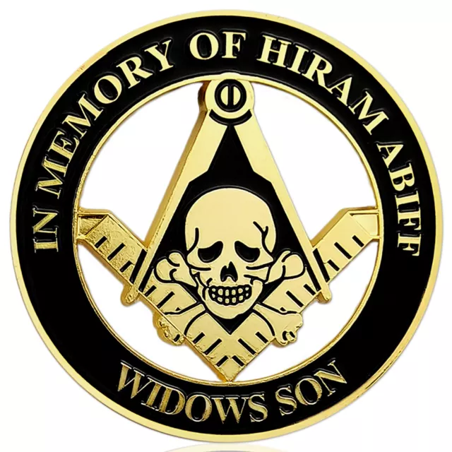 Freemasonry Widows Son Auto Car Emblem w/ Sticker Gold Finish