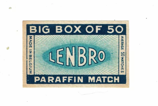 1 Old Belgium  c early 1900s Matchbox label Lenbro Ac50 size 55x35mm