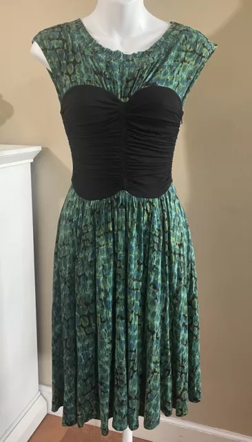 Plenty by Tracy Reese For Anthropologie Bustier Bodice Dress Green Black Petite