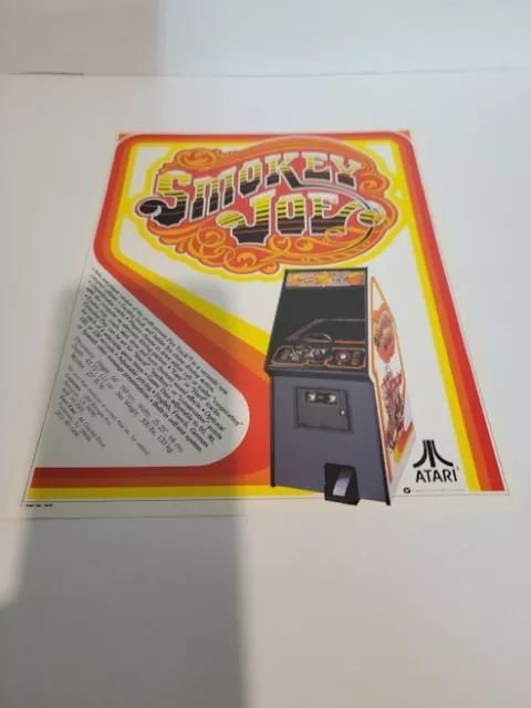 Flyer  ATARI,SMOKEY JOE-1978 Arcade Video Game advertisement original see pic