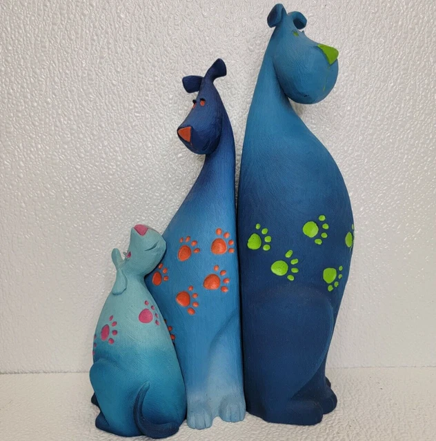 Rare Artforum Farmyard Fun Set Blue dogs - rover, digger, booboo figurine family