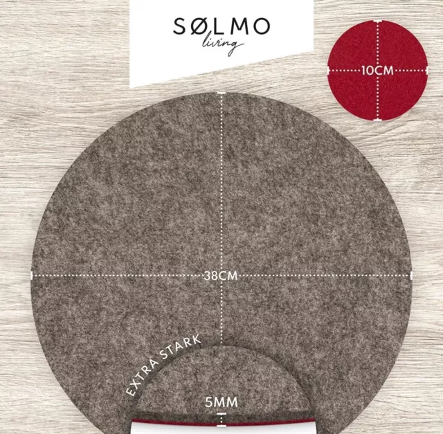 Platzset Tischset 12teile Platzsets aus Filz - Rund Zweifarbig Untersetzer Grau 2