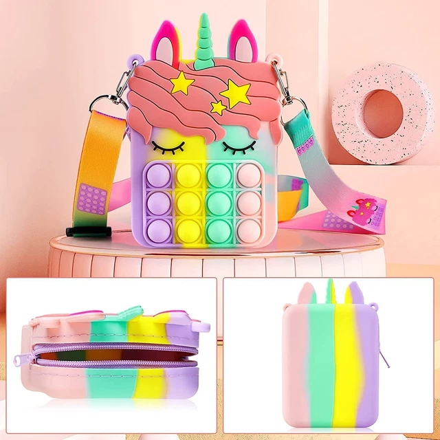 Pop Push It Bubble Fidget Toy Handbag Purse Messenger Bag Anti Stress Girls Gift
