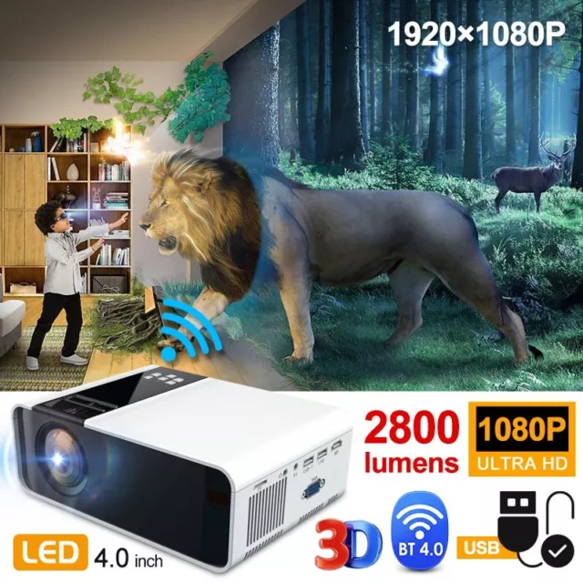 23000Lumens 4K 1080P HD WiFi Bluetooth Mini 5D LED Home Theater Projector Cinema 2