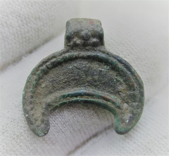 A15 Circa 1100 Ad Viking Era Norse Bronze Lunar Amulet Wearable Artefact