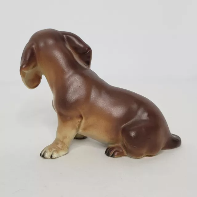 Vintage Lefton Dachshund Puppy Brown Wiener Dog Figurine #H691 Japan 5" L x 4" H 3