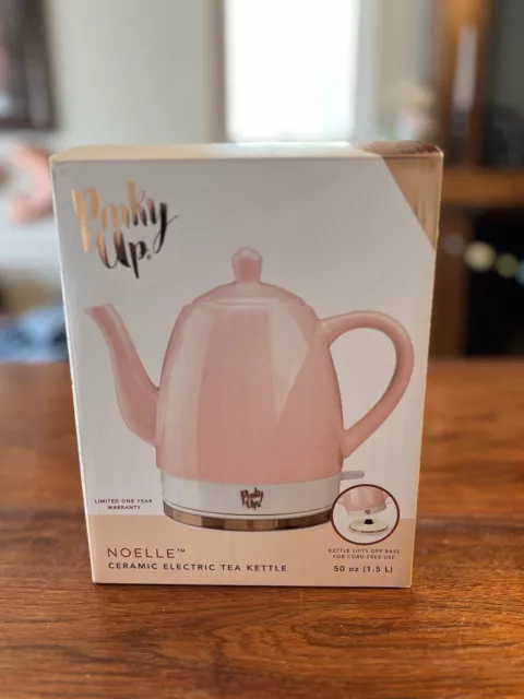 Noelle 1.5 L Ceramic Electric Tea Kettle Pink Rose Gold Gooseneck Spout Cordless