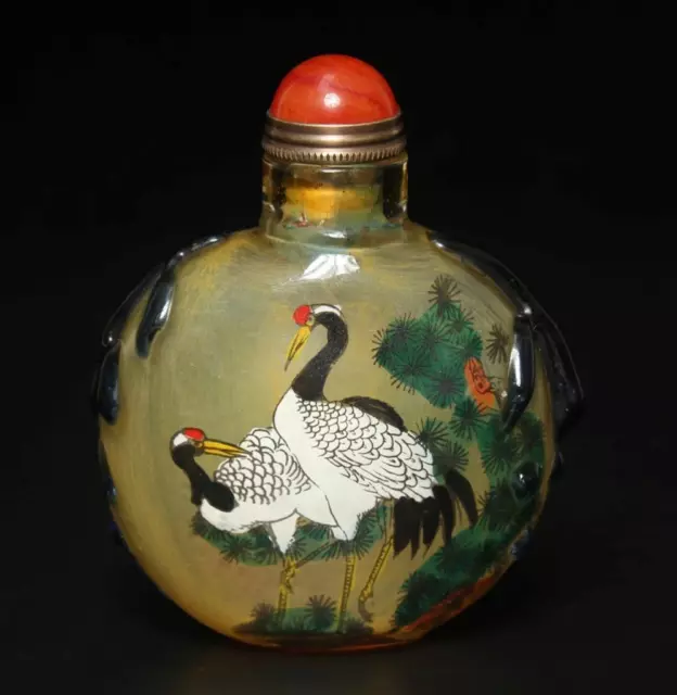 Old Fine Chinese Painting Snuff Bottle w/crane