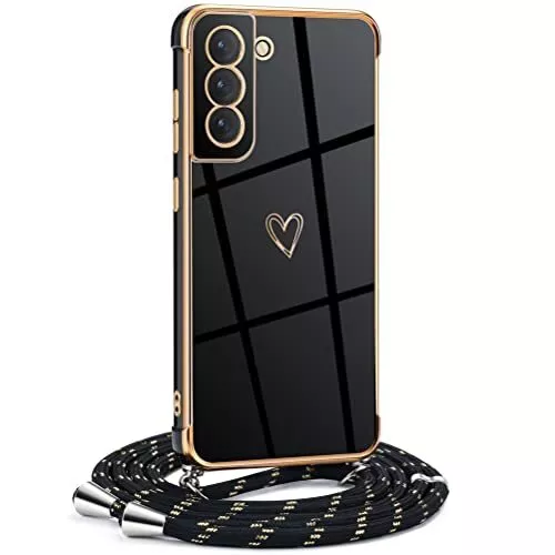 Mkej Custodia con Collana per Samsung galaxy S21 FE Cover Donna Cuore amore c...